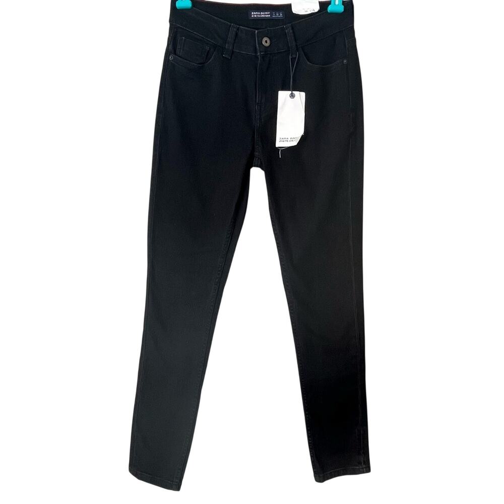 NEW! Zara Basic Denim Black Mid Rise Skinny Jean Size 2